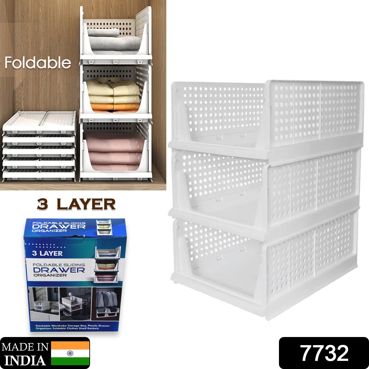 7732 3 Layer Clothes Organizer For Wardrobe Cupboard Organizer For Clothes Foldable And Stackable Closet Organizer Drawer Organizer For Clothes Multi Purpose Plastic Drawer 7732 3 Layer Clothes Organizer For Wardrobe Cupboard Organizer For Clothes Foldable And Stackable Closet Organizer Drawer Organizer For Clothes Multi Purpose Plastic Drawer